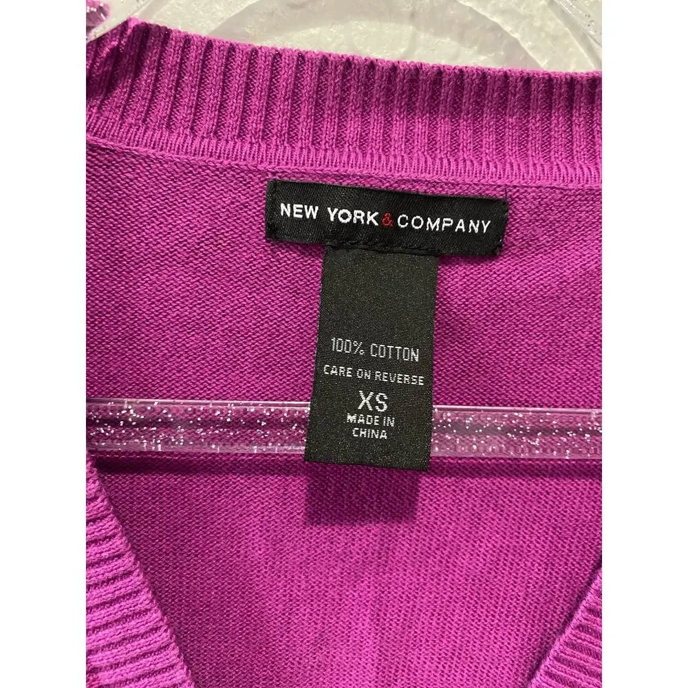 Vinatge New York & Company Purple Argyle Cardigan XS Academia Preppy Goth